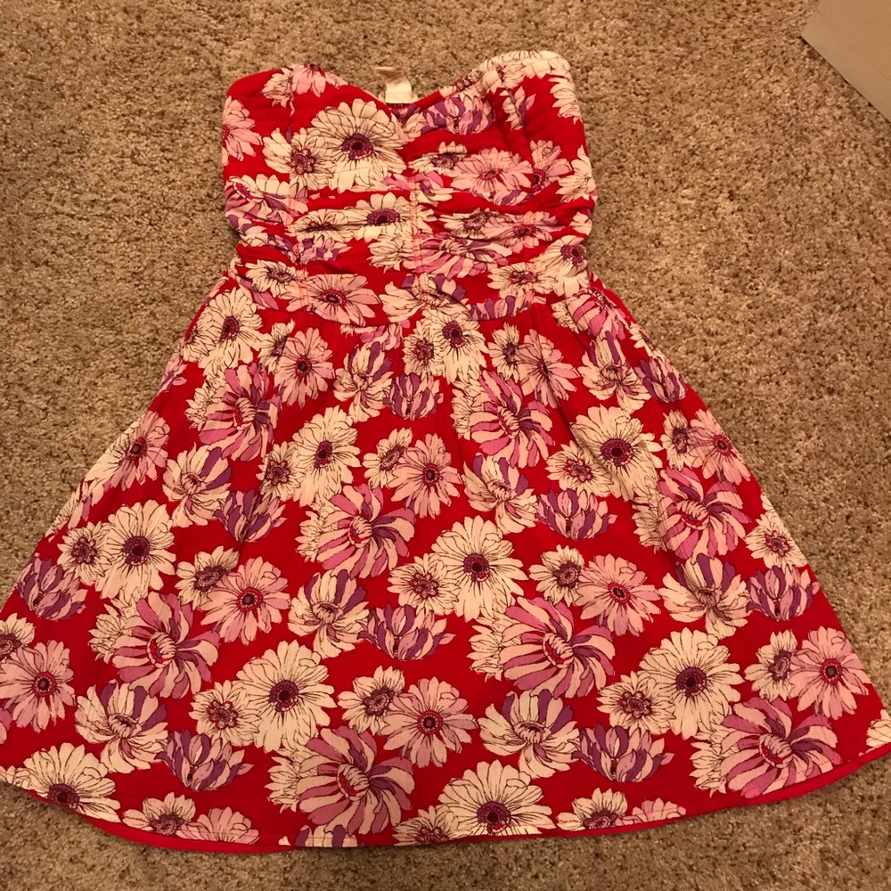 Cute Red, Pink and Cream Floral dress
